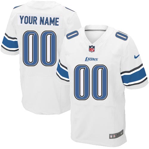 Nike Detroit Lions Customized White Stitched Elite Men's NFL Jersey